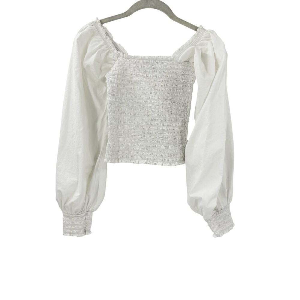 La Ligne Smocked Puff Sleeve Top Sz S - Picture 5 of 8